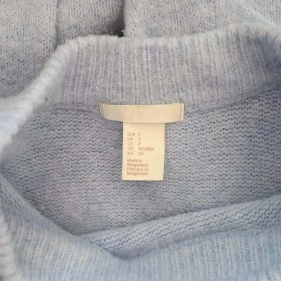 H&M‎ Blue Women's Oversized Small Wool Knit Stretch Crewneck Long Sleeve Sweater - Picture 8 of 9